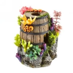 Classic Barrel With Plants And Corals