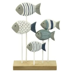 Wooden Shoal Of Fish (5) Stripes 15cm