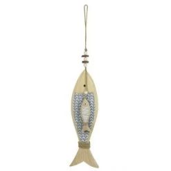 Wooden Hanging Fish Grey 30cm