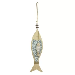 Wooden Hanging Fish Teal 30cm
