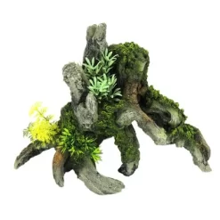 Classic Grey Driftwood With Plants Ornament